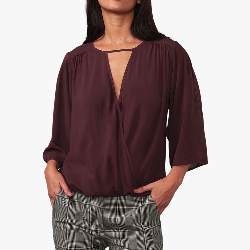Velvet by Graham & Spencer rayon Challis V neck blouse